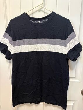 Cactus Man by Ricky Singh Navy and White Stripe Crew Neck T-Shirt. Size XL.